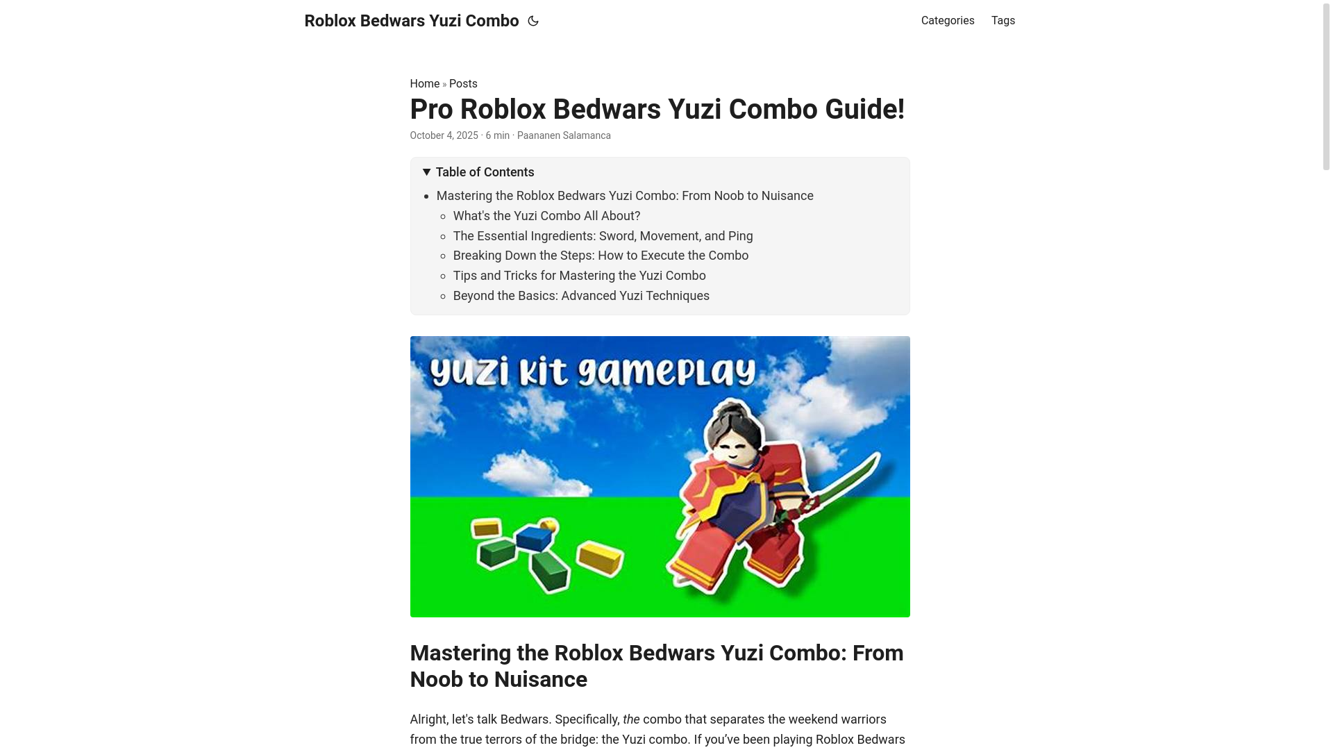 website screenshot of https://roblox-bedwars-yuzi-combo.pages.dev/
