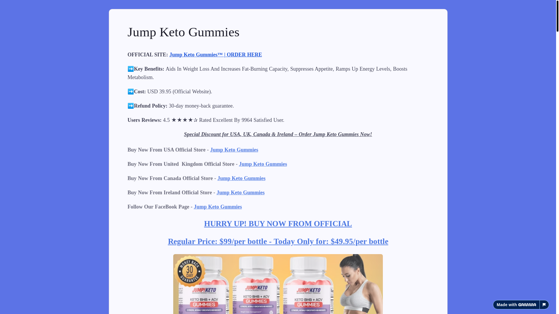 website screenshot of https://jump-keto-gummies-euebhy8.gamma.site/jump-keto-gummies