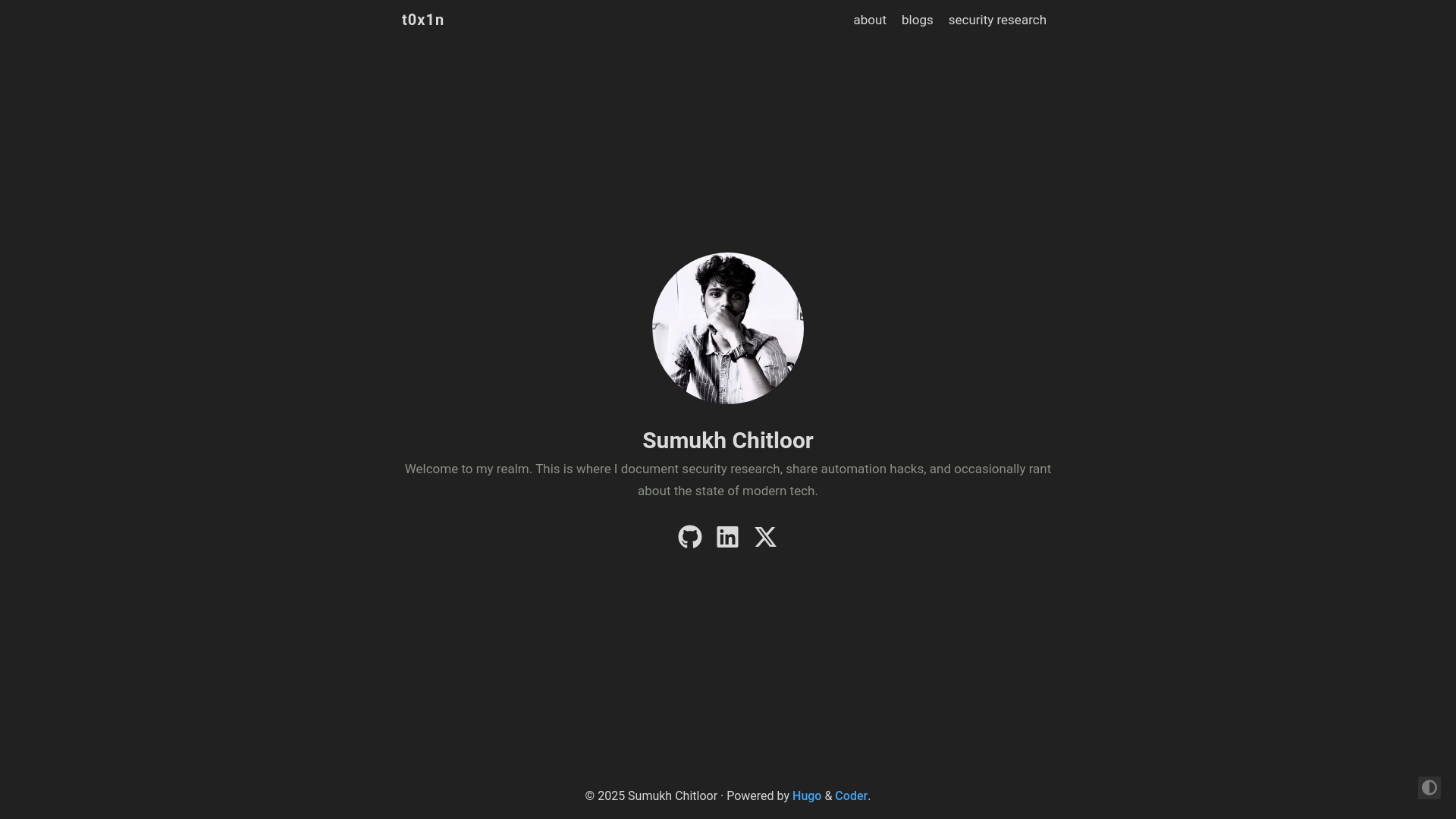 website screenshot of https://t0x1n.cc/