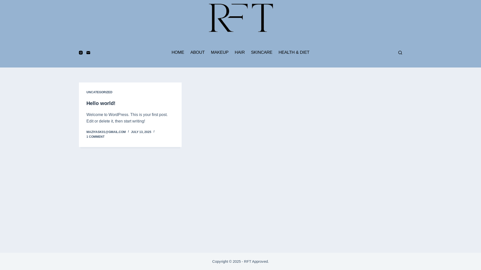 website screenshot of https://rftapproved.blog/