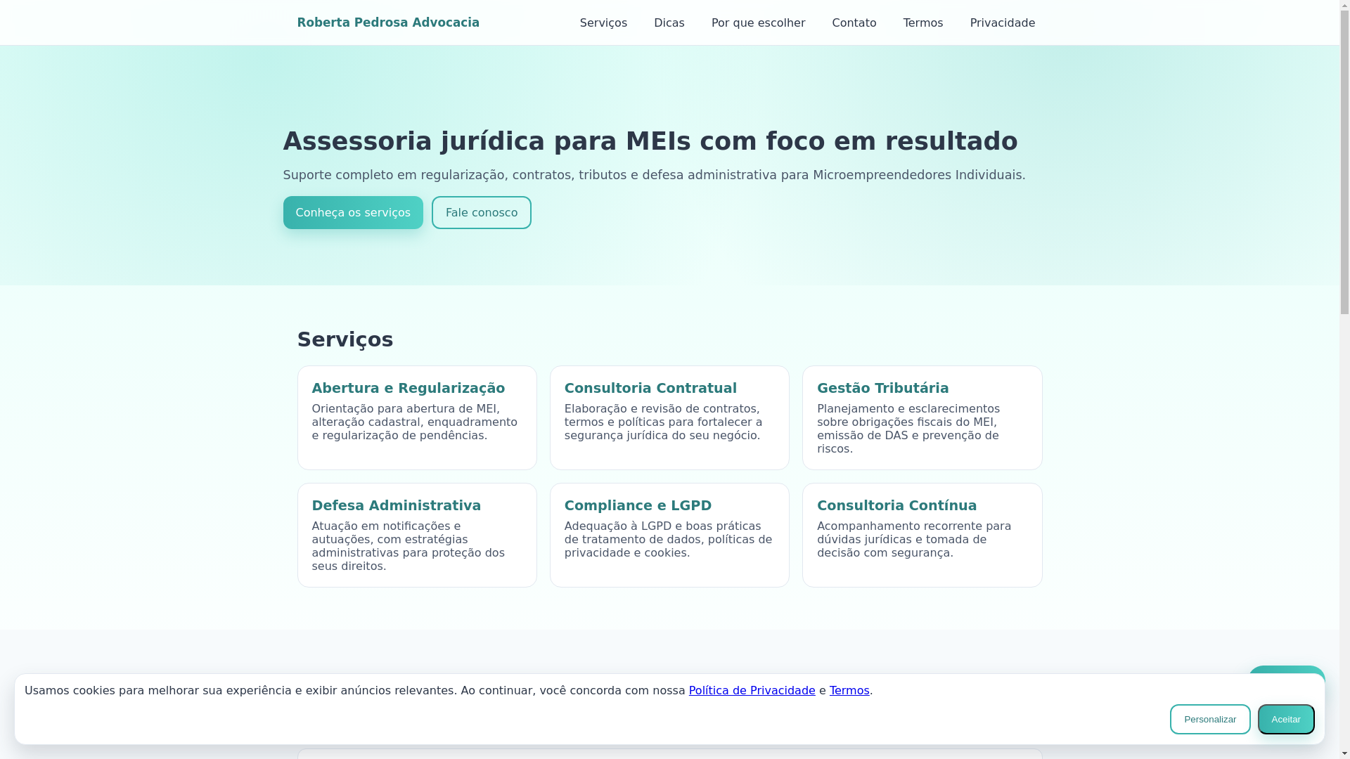website screenshot of https://pedrosaconsultoriamei.pro/