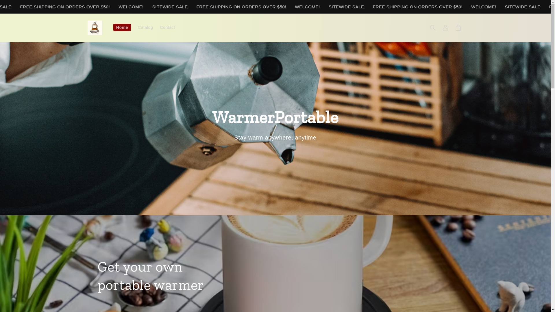 website screenshot of https://warmerportable.com/