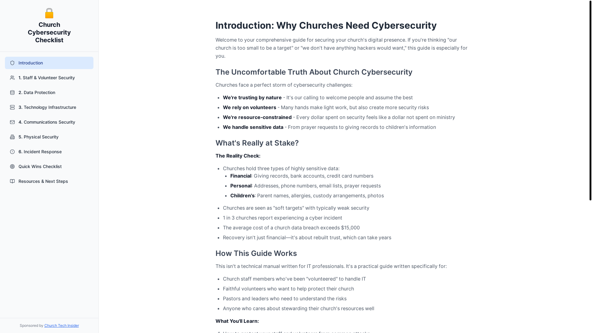website screenshot of https://church-cybersecurity-checklist.pages.dev/