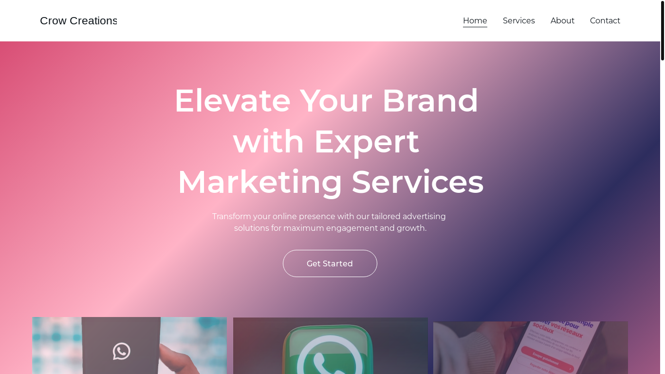 website screenshot of https://crowcreations.site/