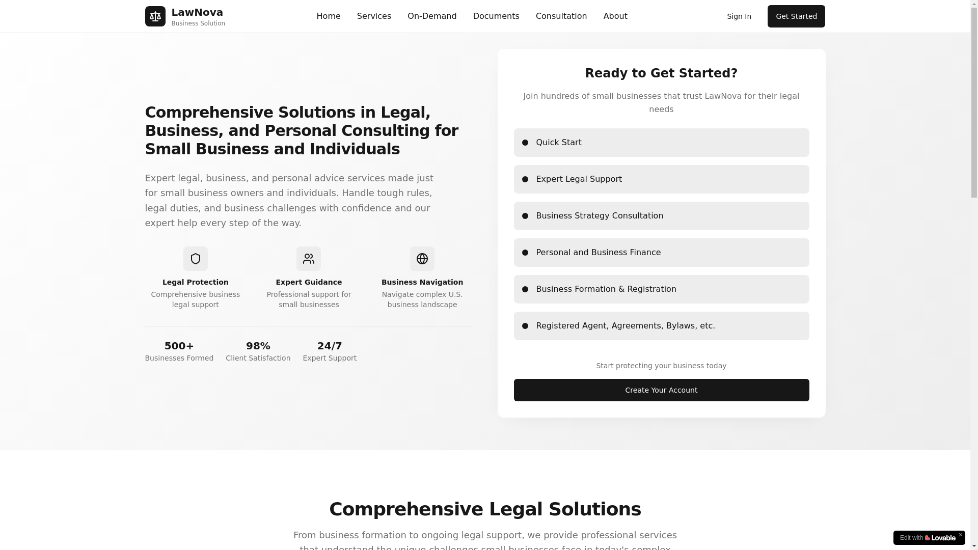 website screenshot of https://law-nova.com/