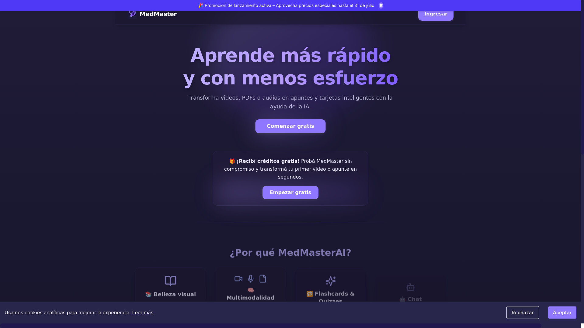 website screenshot of https://medmasterai.com.ar/