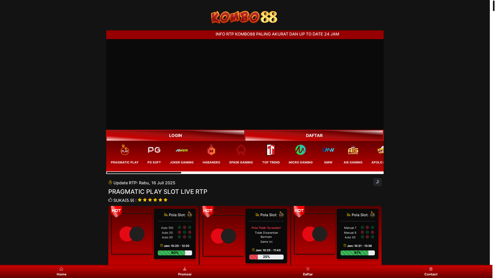 website screenshot of https://rtpkombo88-live.rest/