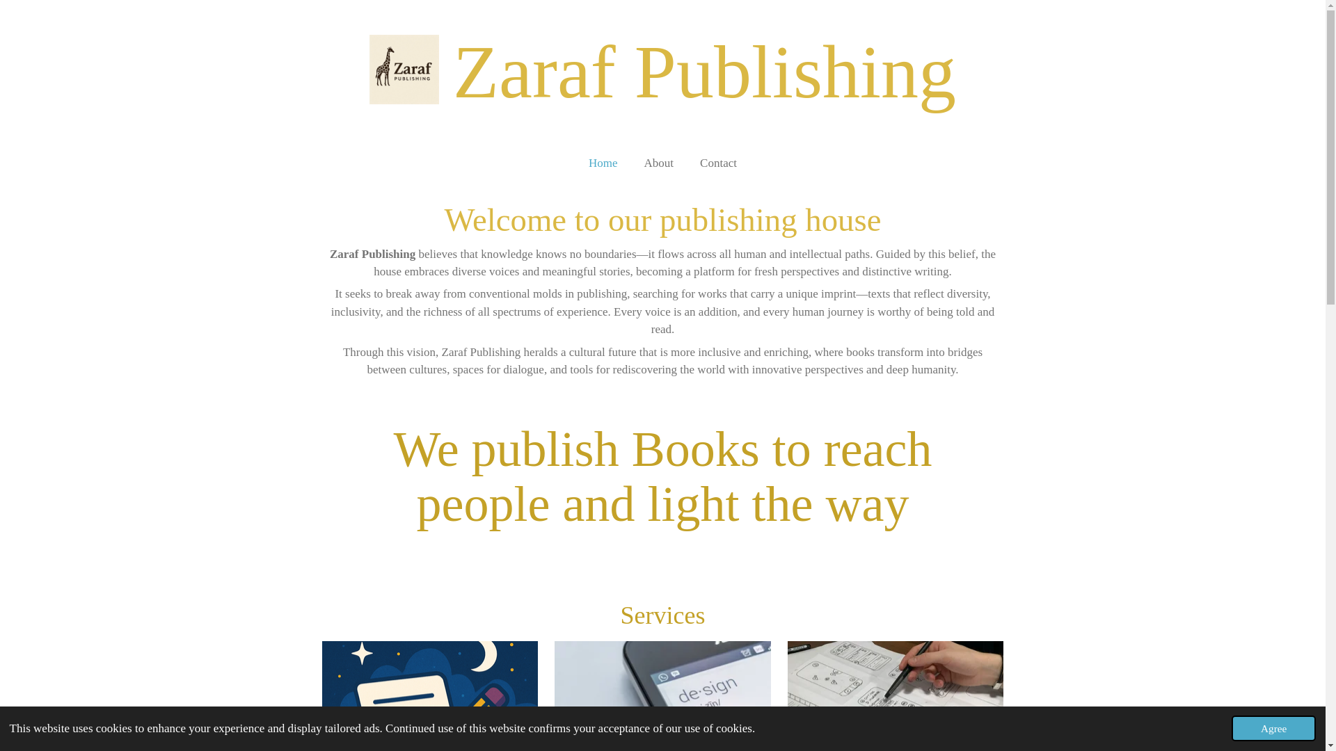 website screenshot of https://zarafpublishing.com/