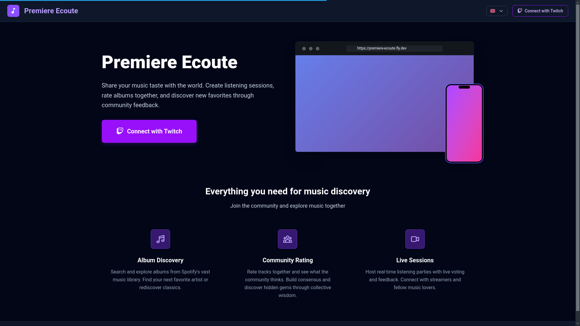 website screenshot of https://premiere-ecoute.fr/