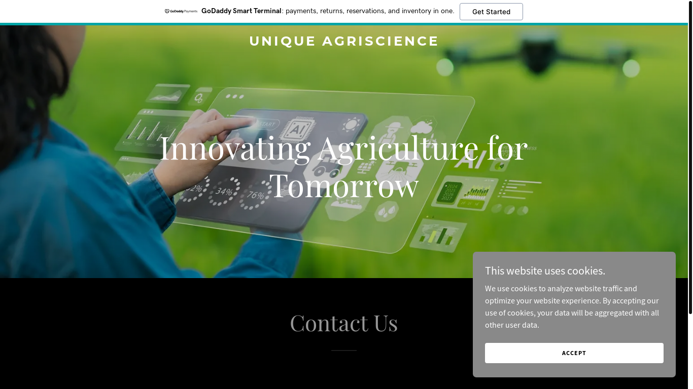 website screenshot of https://uniqueagriscience.com/