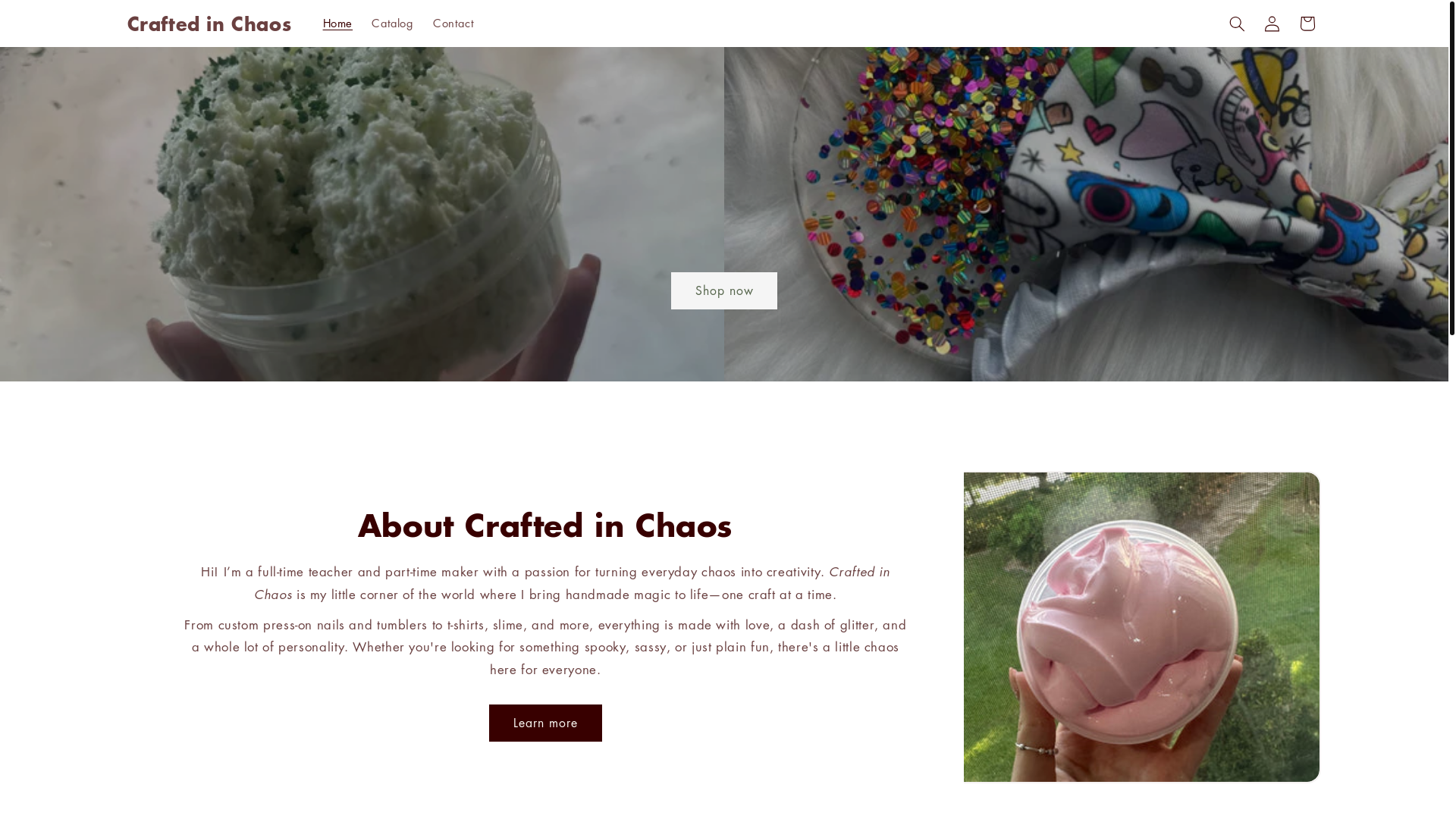 website screenshot of https://shopcraftedinchaos.com/