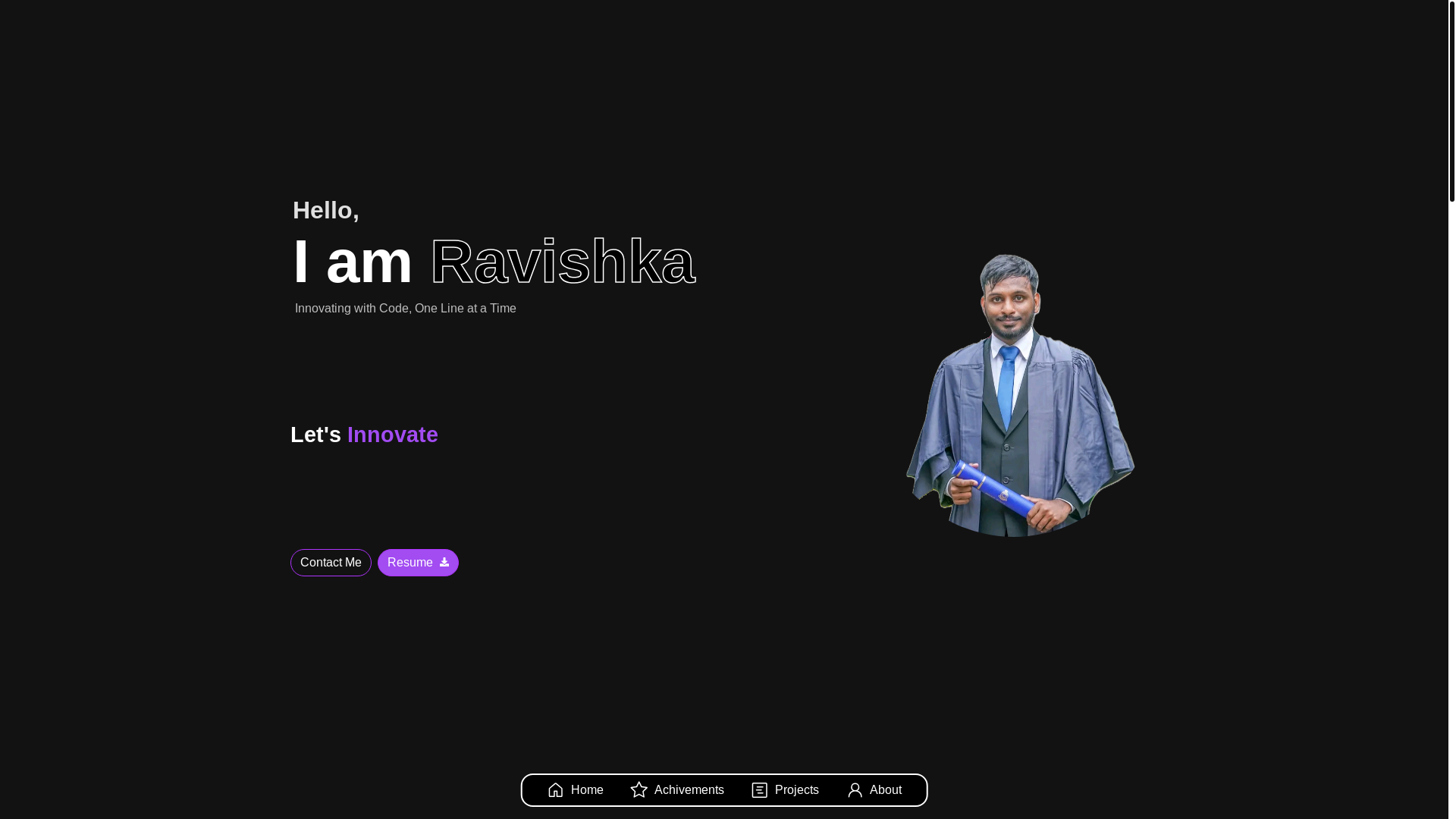 website screenshot of https://ravishka.me/