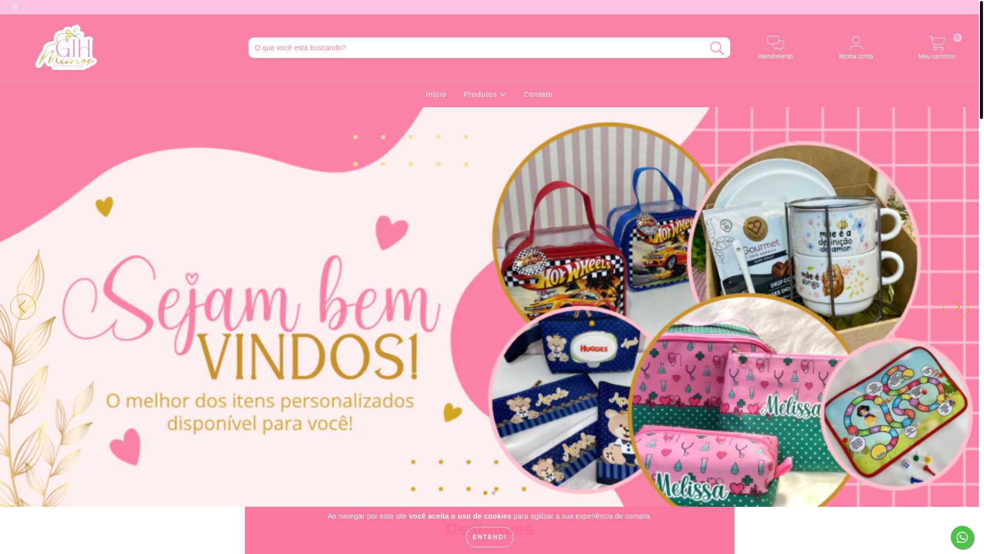 website screenshot of https://gihmimospersonalizados.com.br/