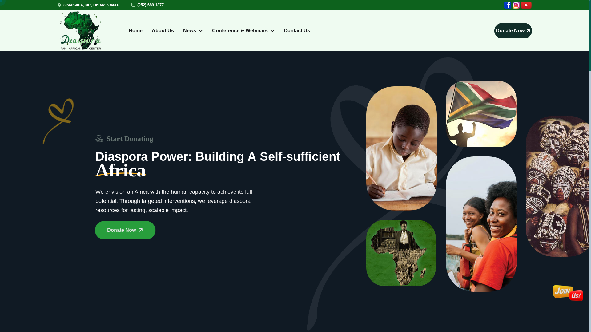 website screenshot of https://diasporapan-africancenter.org/