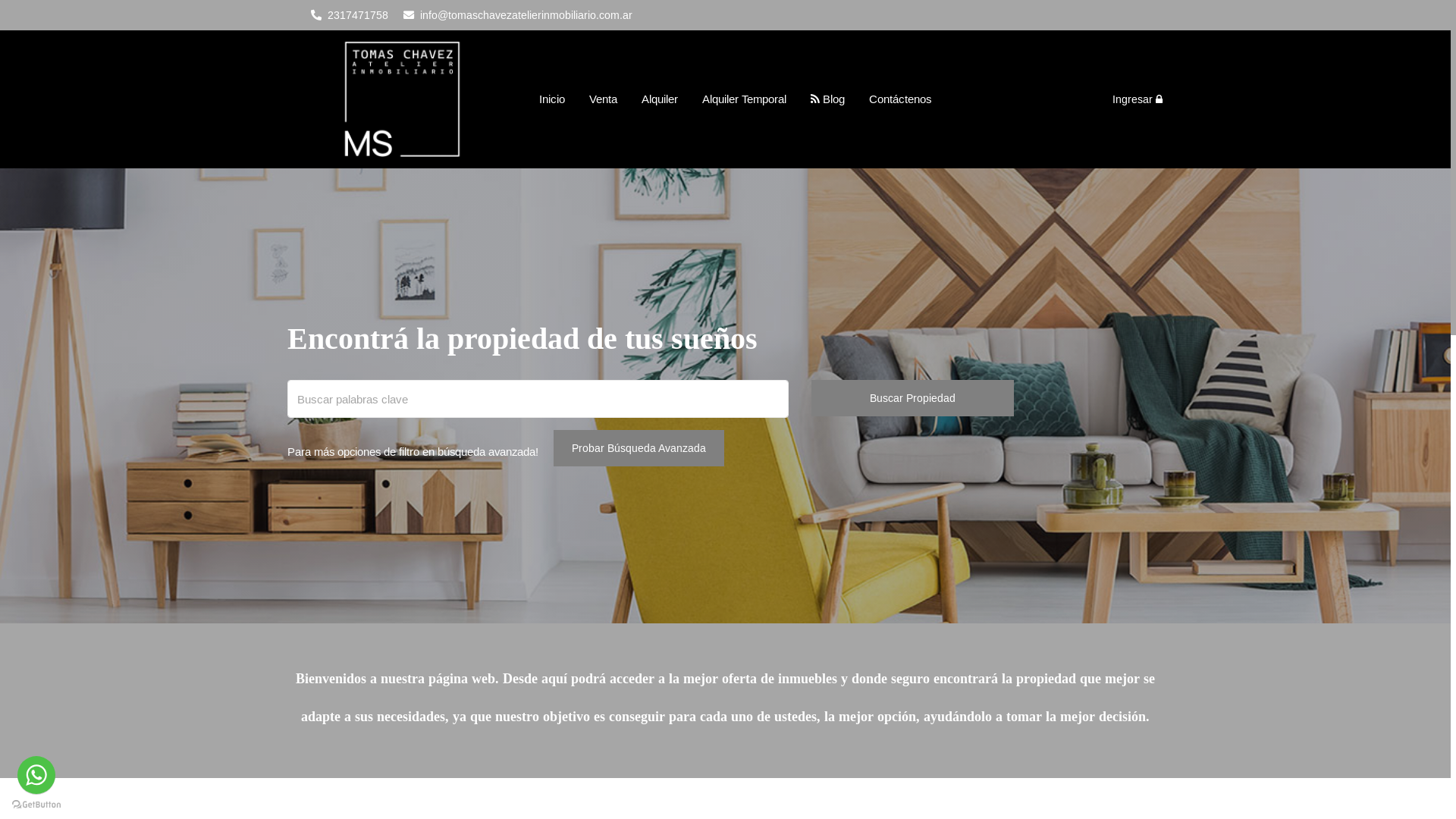 website screenshot of https://tomaschavezatelierinmobiliario.com.ar/
