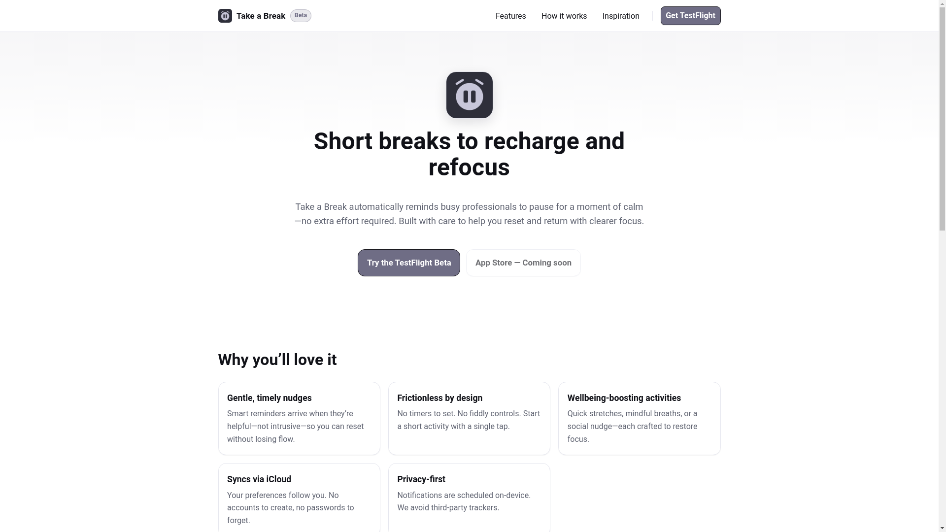 website screenshot of https://take-a-break-web.pages.dev/