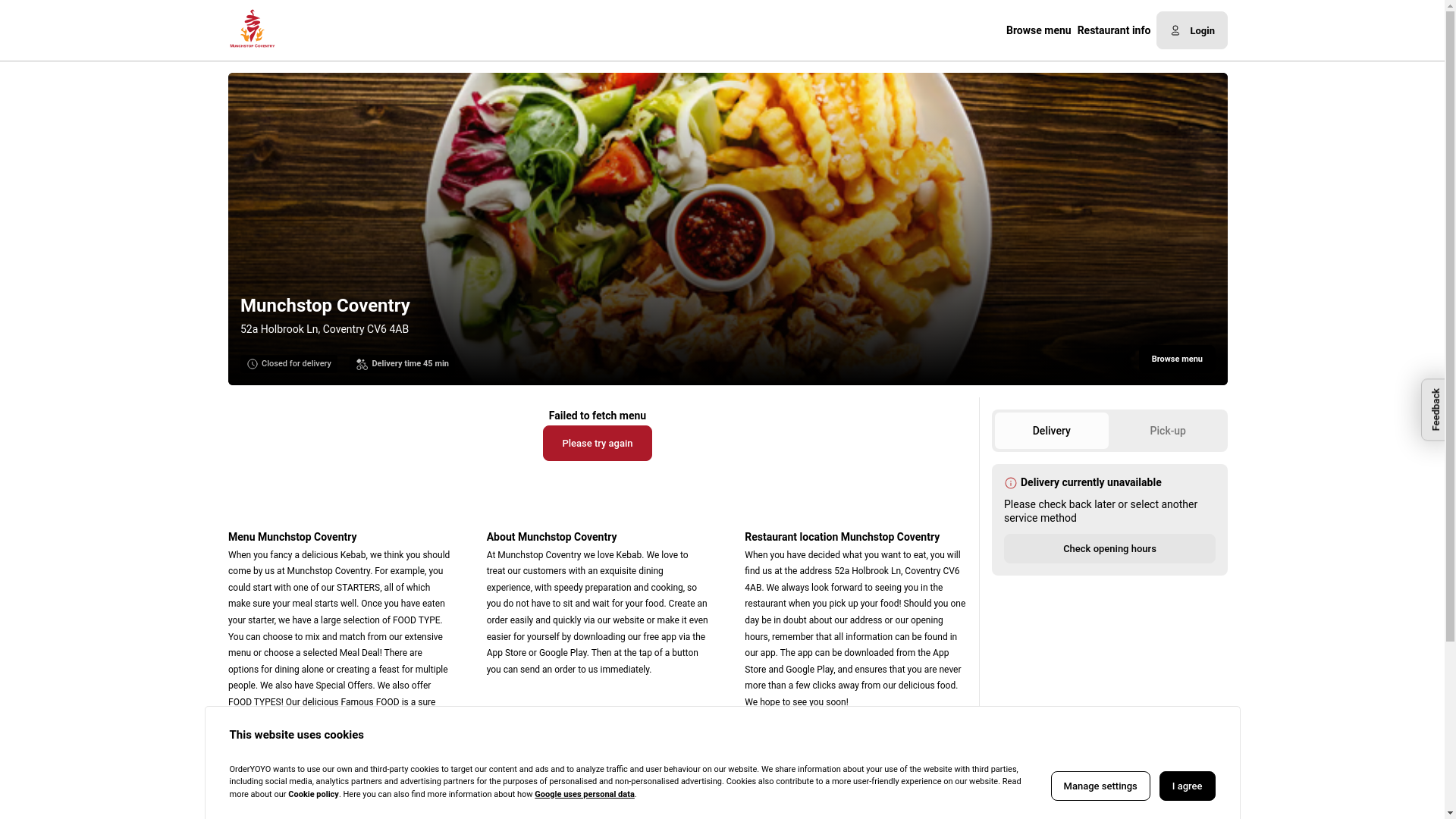 website screenshot of https://munchstopcoventry.co.uk/