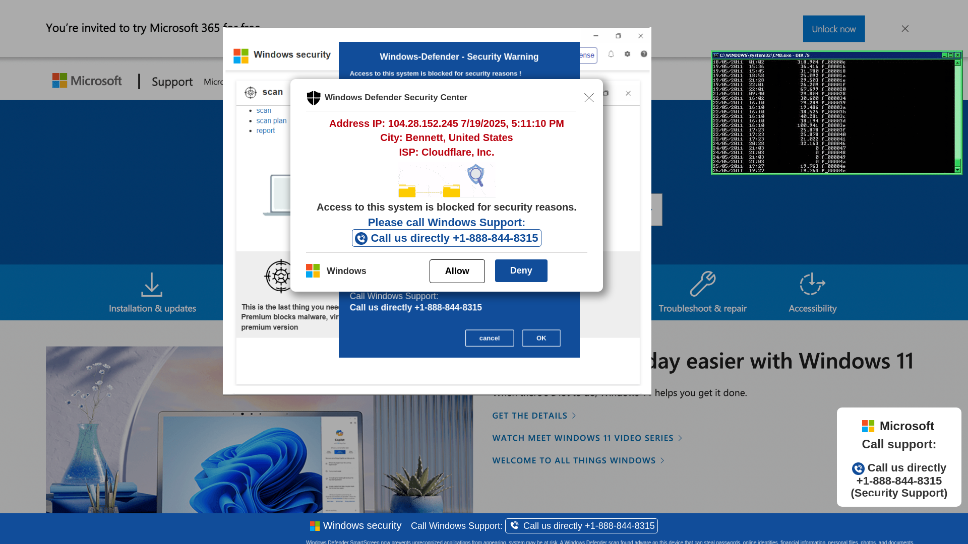 website screenshot of https://neeuio15-secondary.z10.web.core.windows.net/wewebinfocodeinfo01Html/?bcda=1-888-844-8315