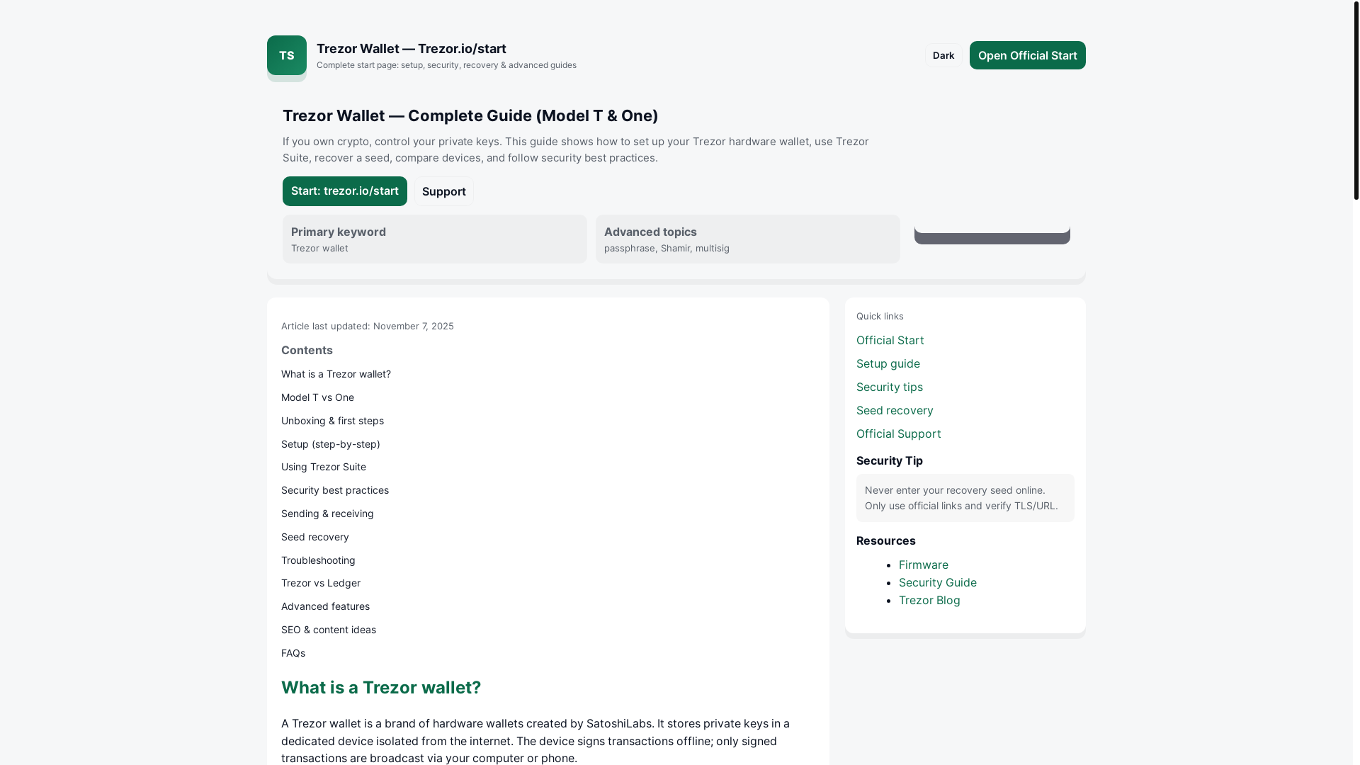 website screenshot of https://usa-strt-official-trezorr.pages.dev/