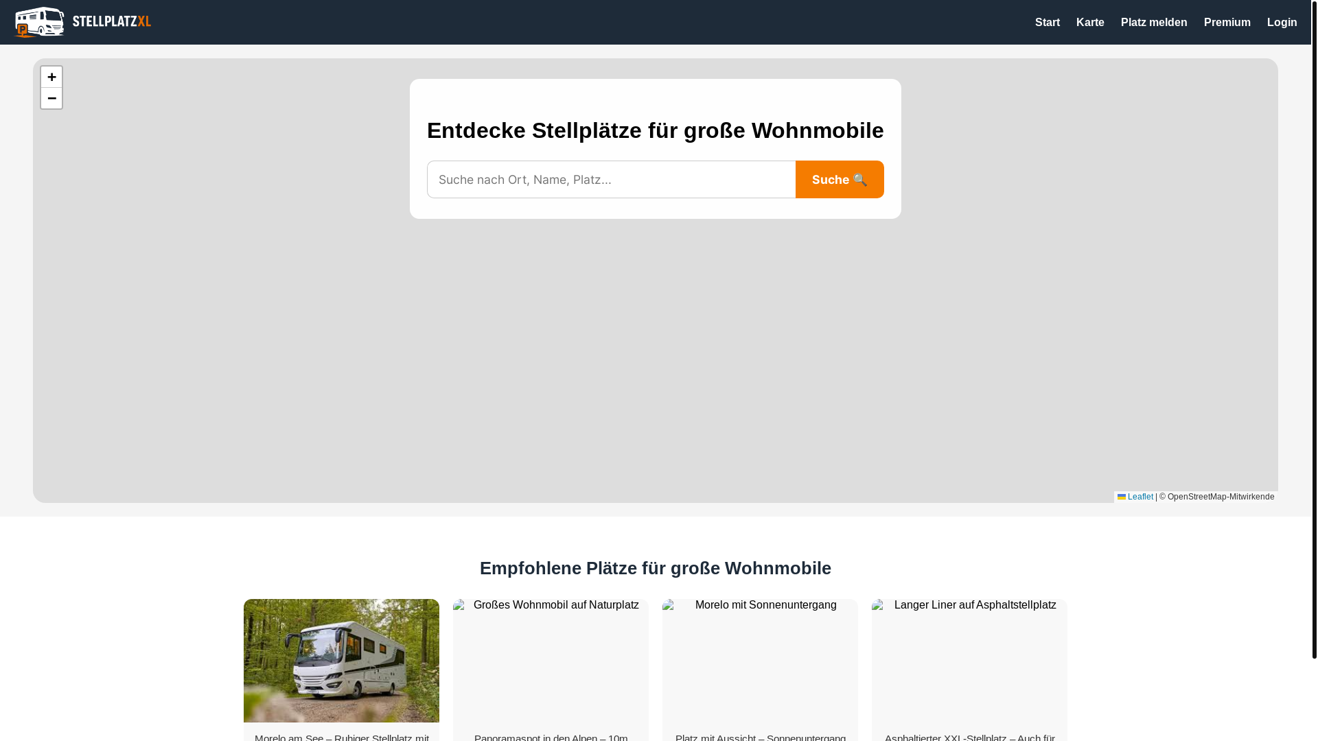website screenshot of https://stellplatzxl.de/