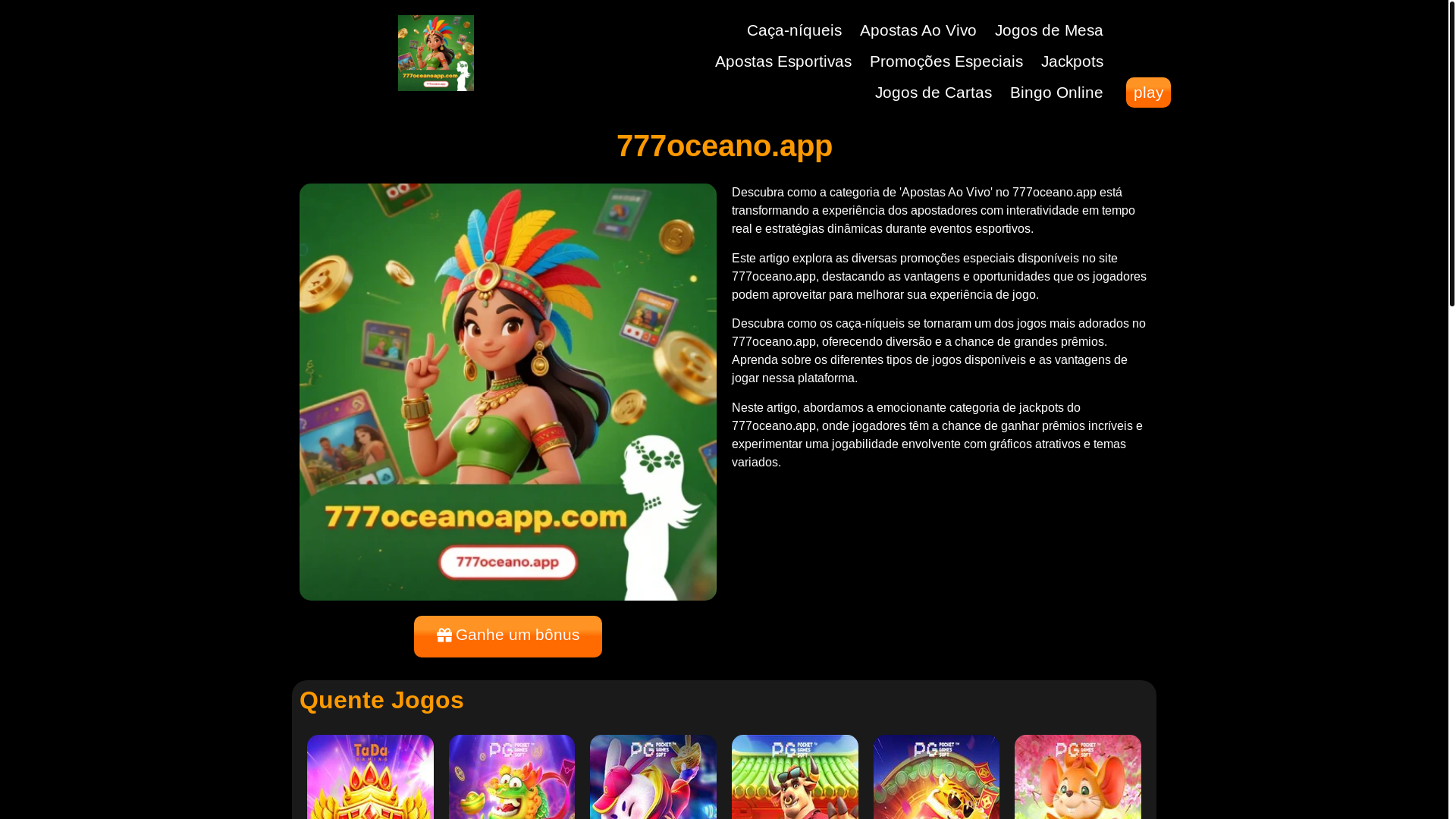 website screenshot of https://777oceanoapp.com/