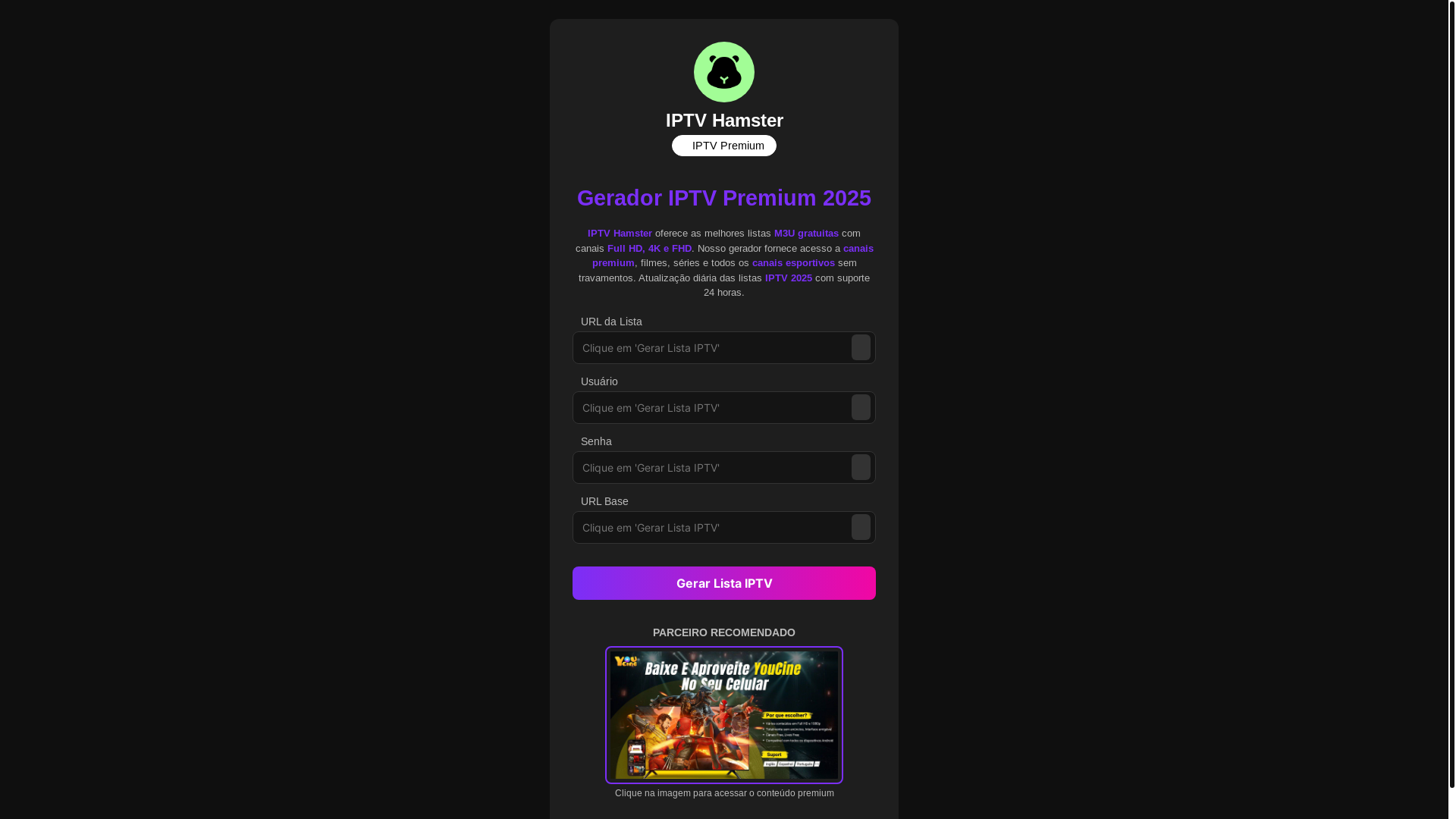 website screenshot of https://iptvhamster.pages.dev/