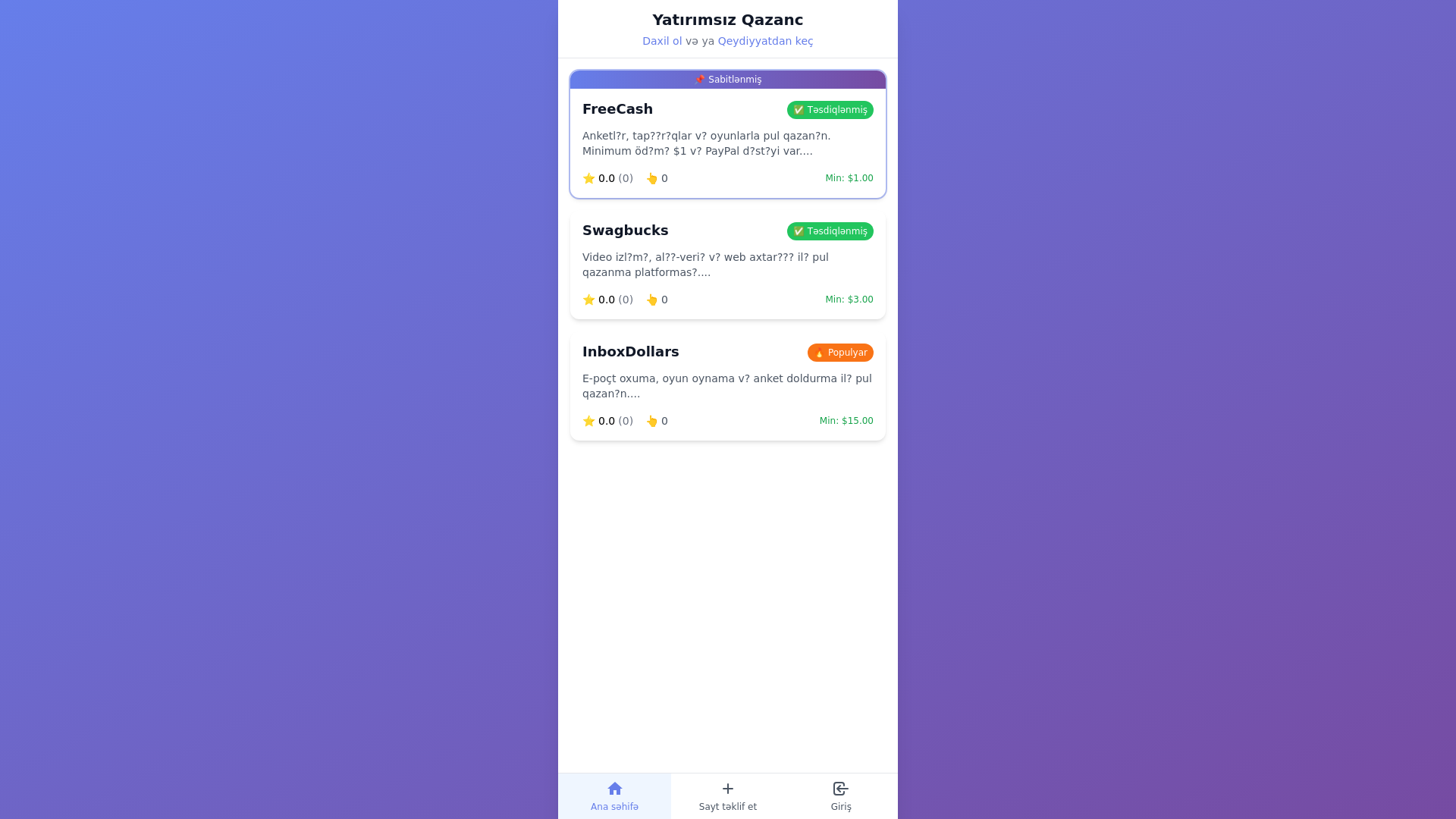 website screenshot of https://yatirimsizqazanc.xyz/