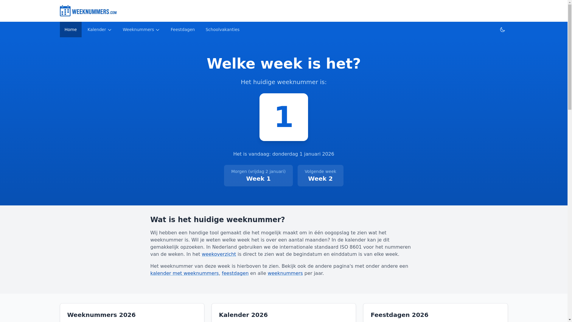 website screenshot of https://weeknummers-prod.pages.dev/
