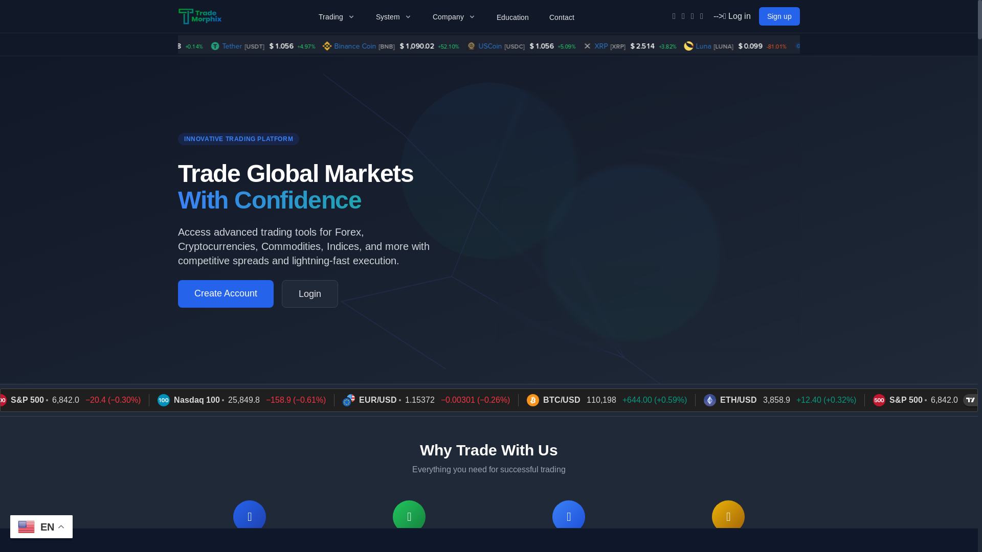 website screenshot of http://trademorphix.com/