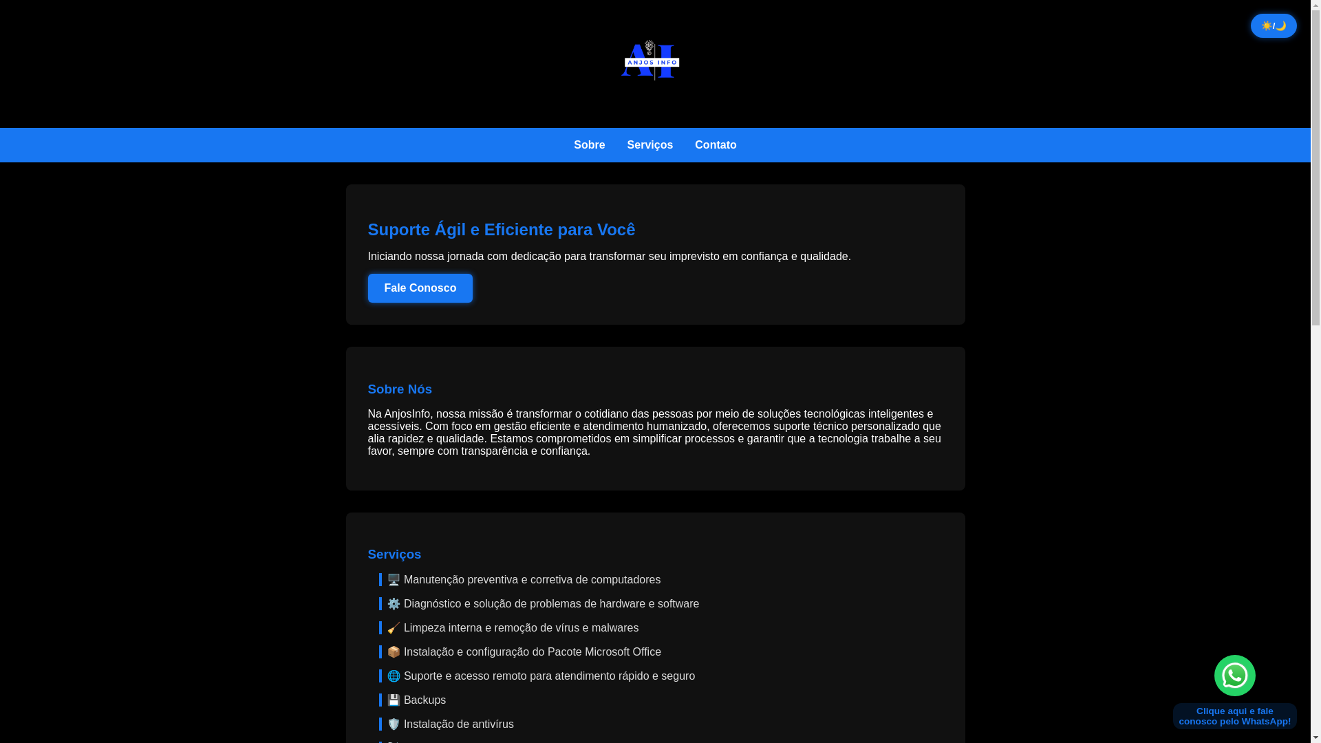 website screenshot of https://anjosinfo.com.br/