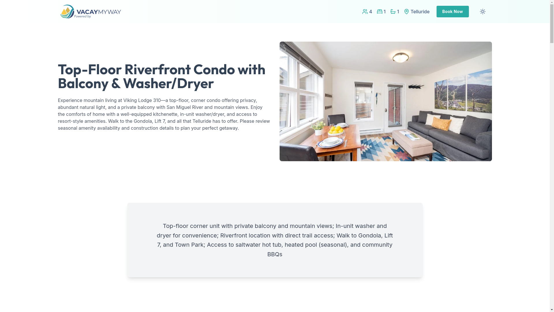 website screenshot of https://tellurideriverview.house/