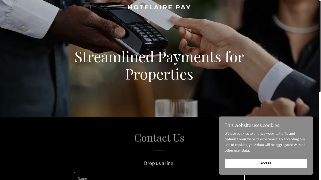website screenshot of https://hotelairepay.com/