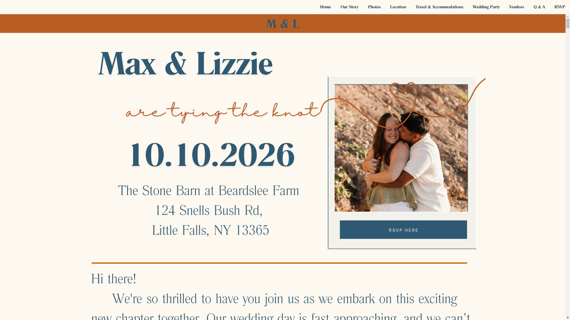 website screenshot of https://maxandlizziewedding.com/