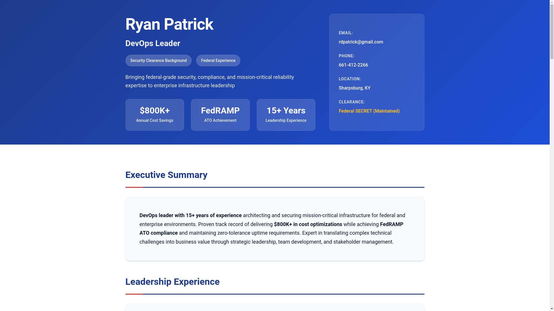 website screenshot of https://ryan-resume-site.pages.dev/
