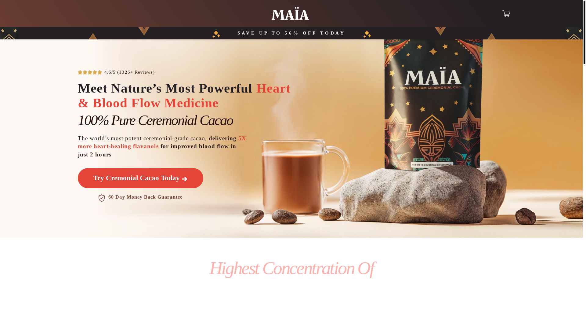 website screenshot of https://trymaia.co/