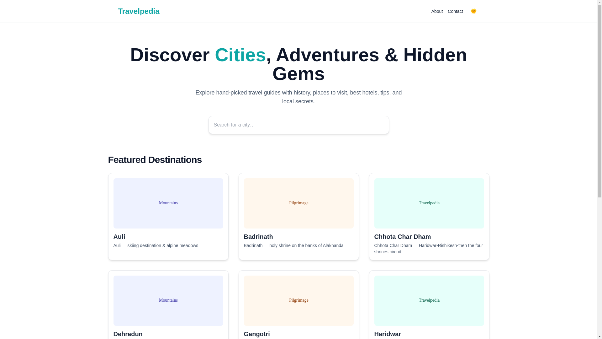 website screenshot of https://travelpedia.pages.dev/