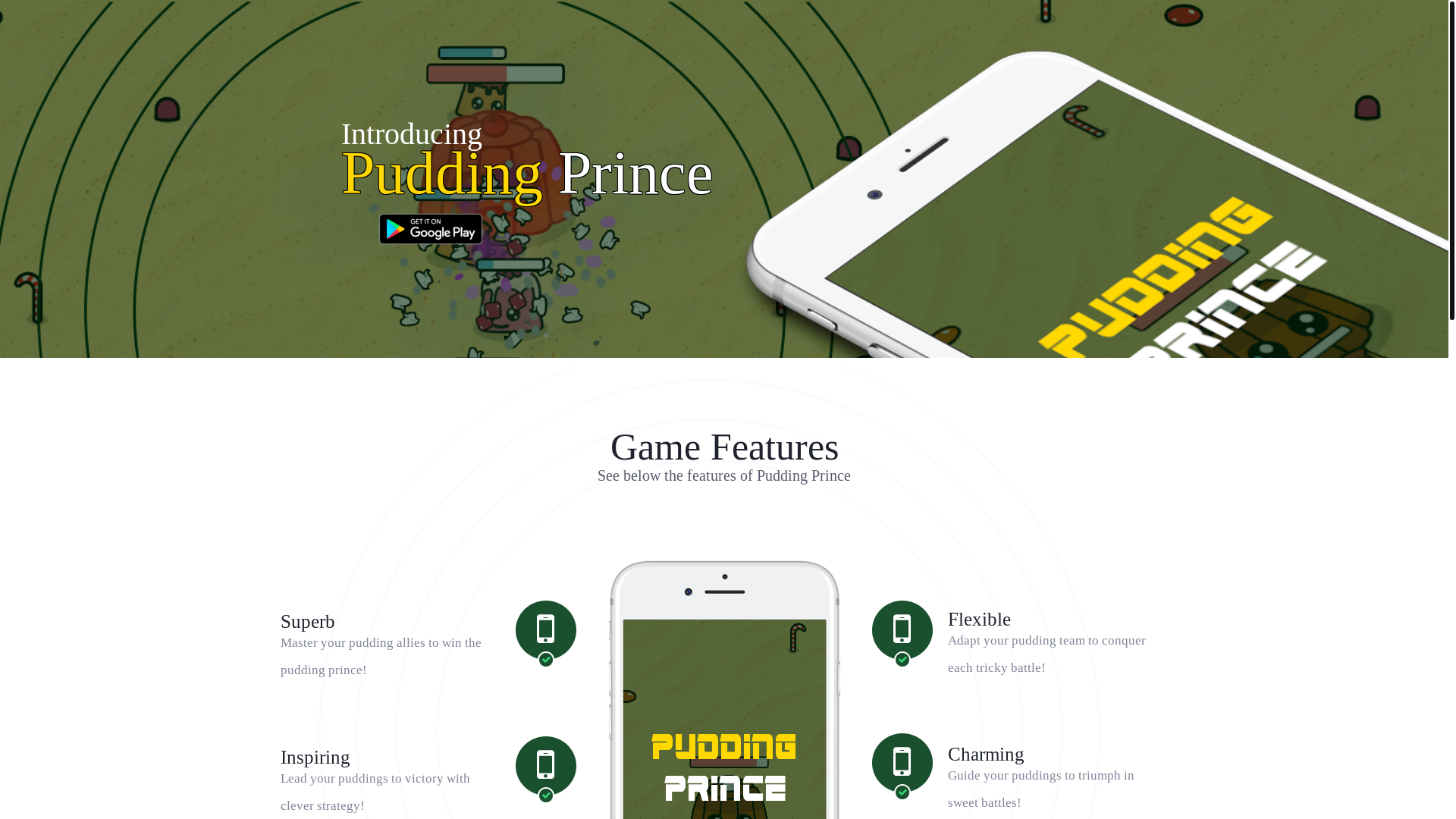 website screenshot of https://puddingprincegame.com/