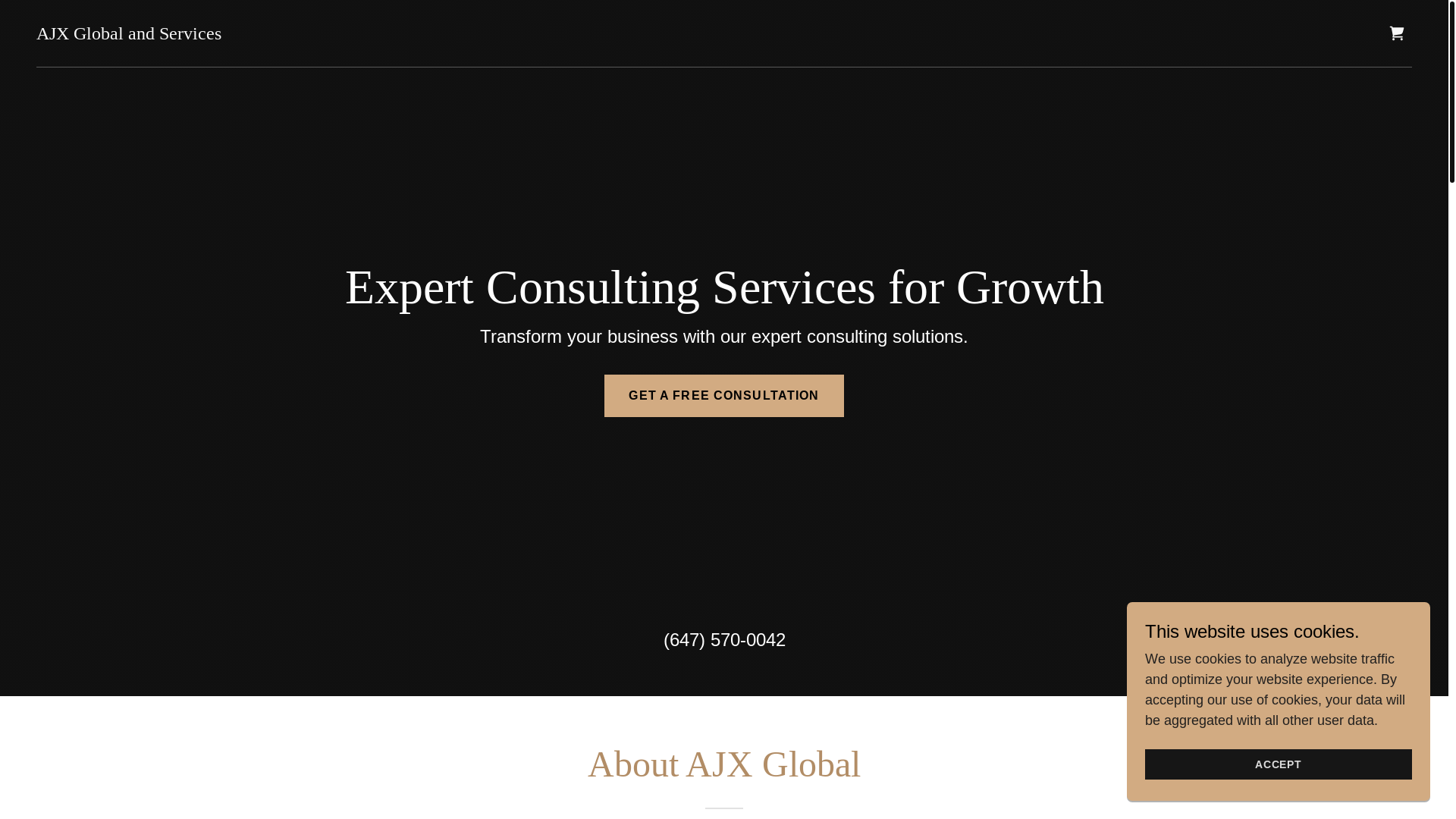 website screenshot of https://ajxglobalandservices.ca/