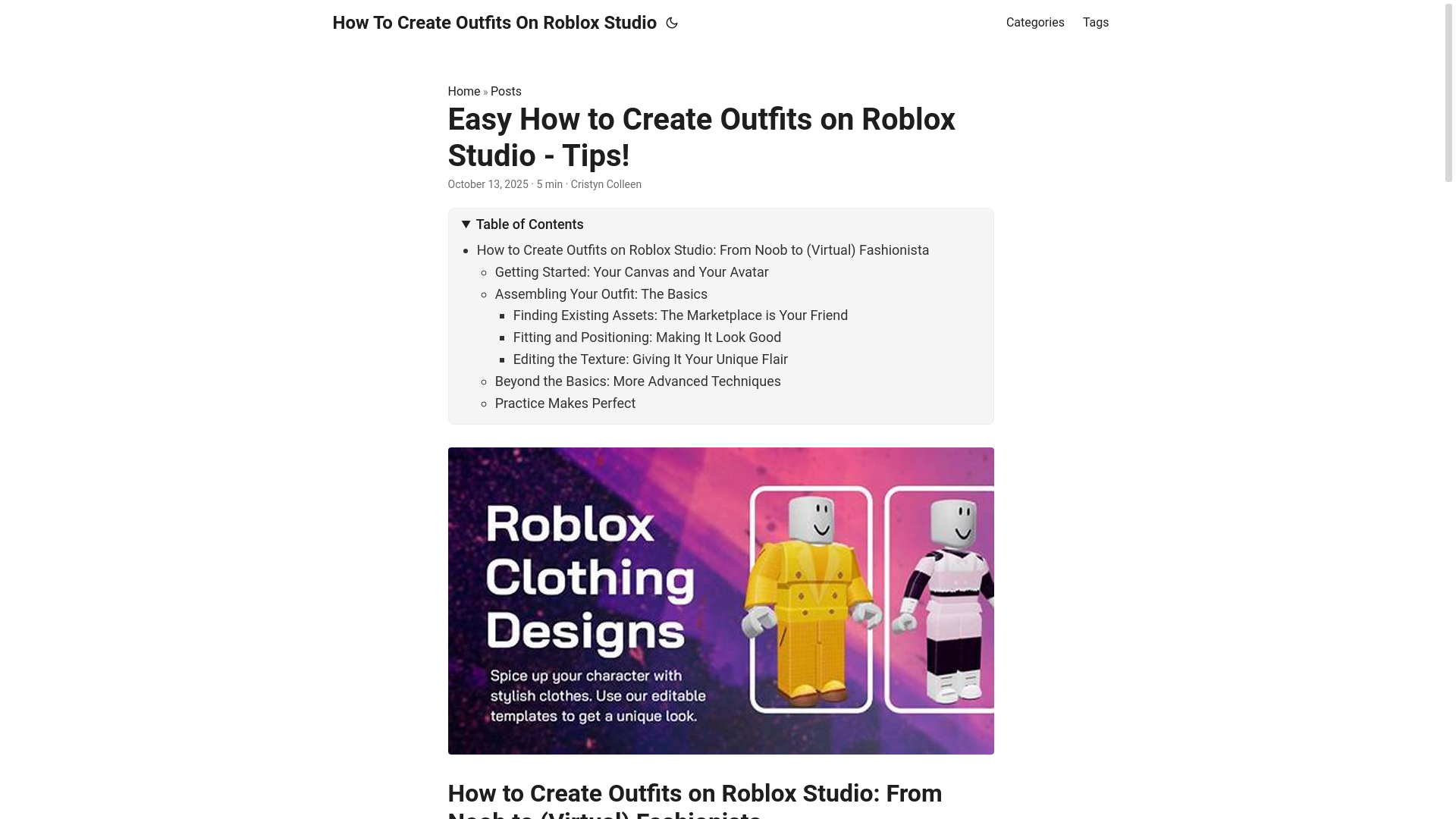 website screenshot of https://how-to-create-outfits-on-roblox-studio.pages.dev/