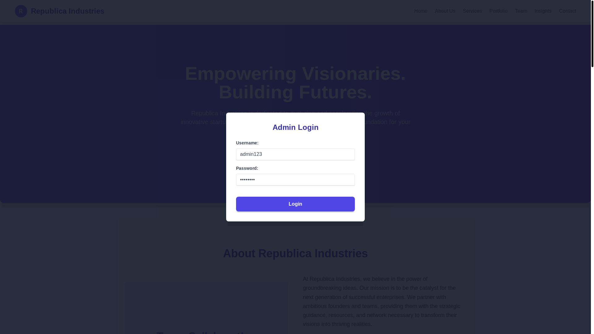 website screenshot of https://republicaindustries.pages.dev/