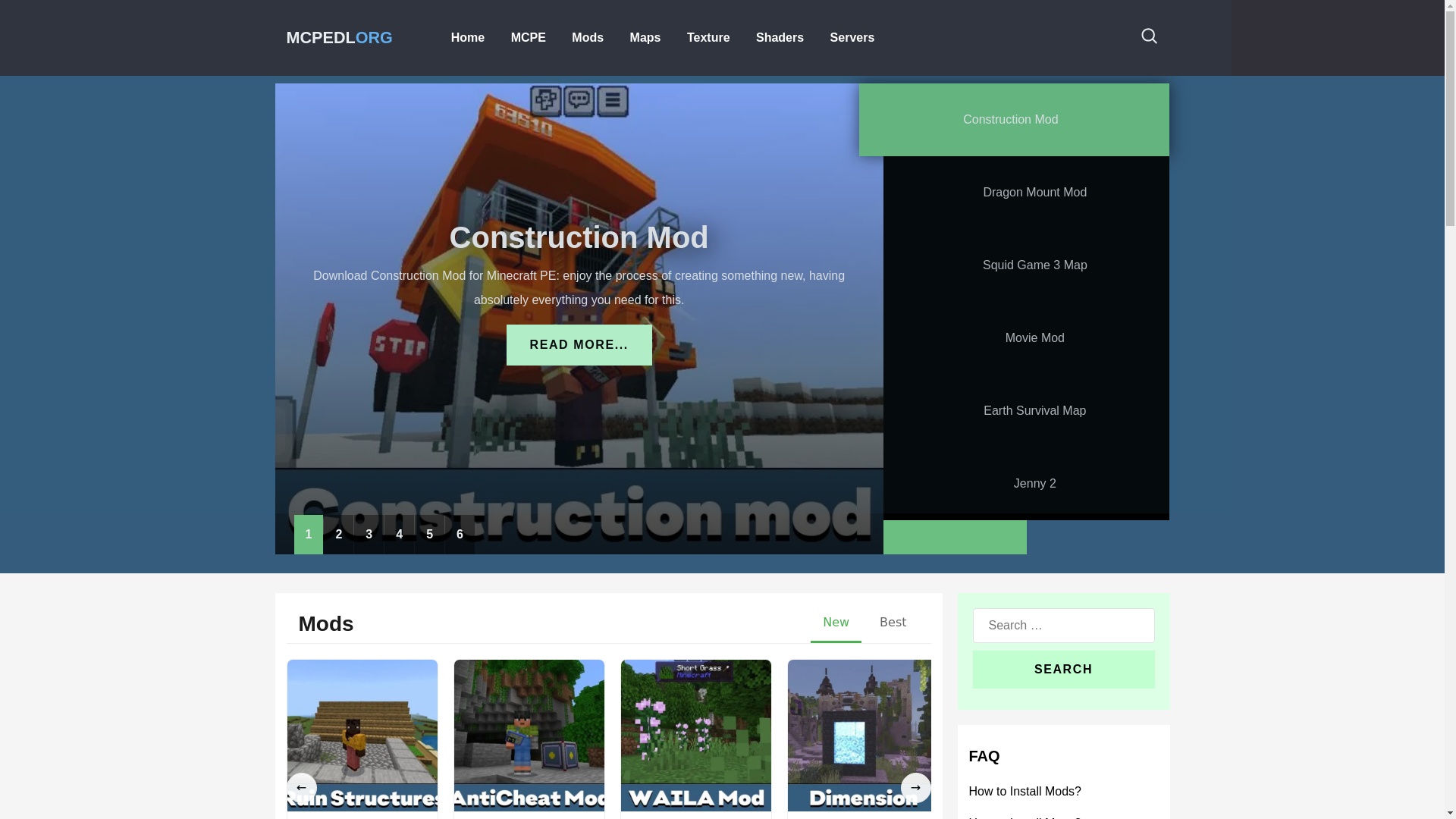 website screenshot of https://mcpedl.org/