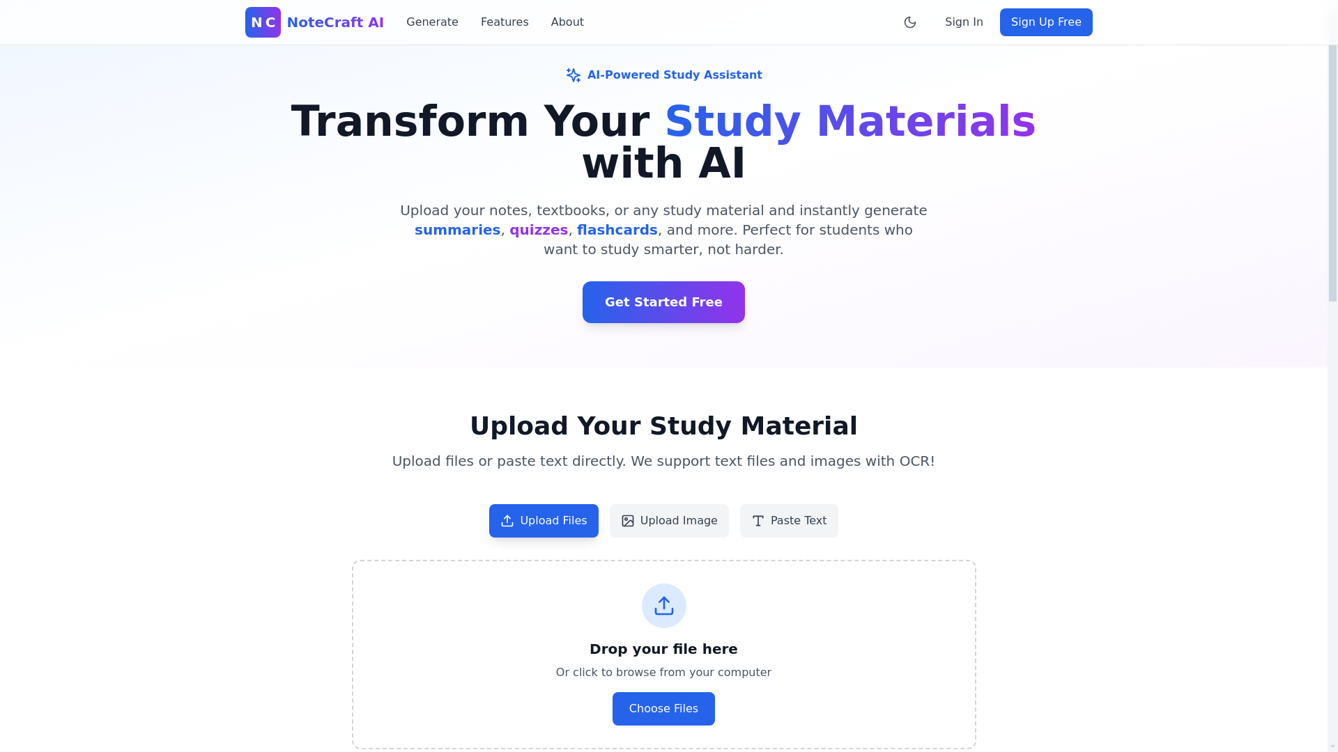 website screenshot of https://notecraftai.hu/