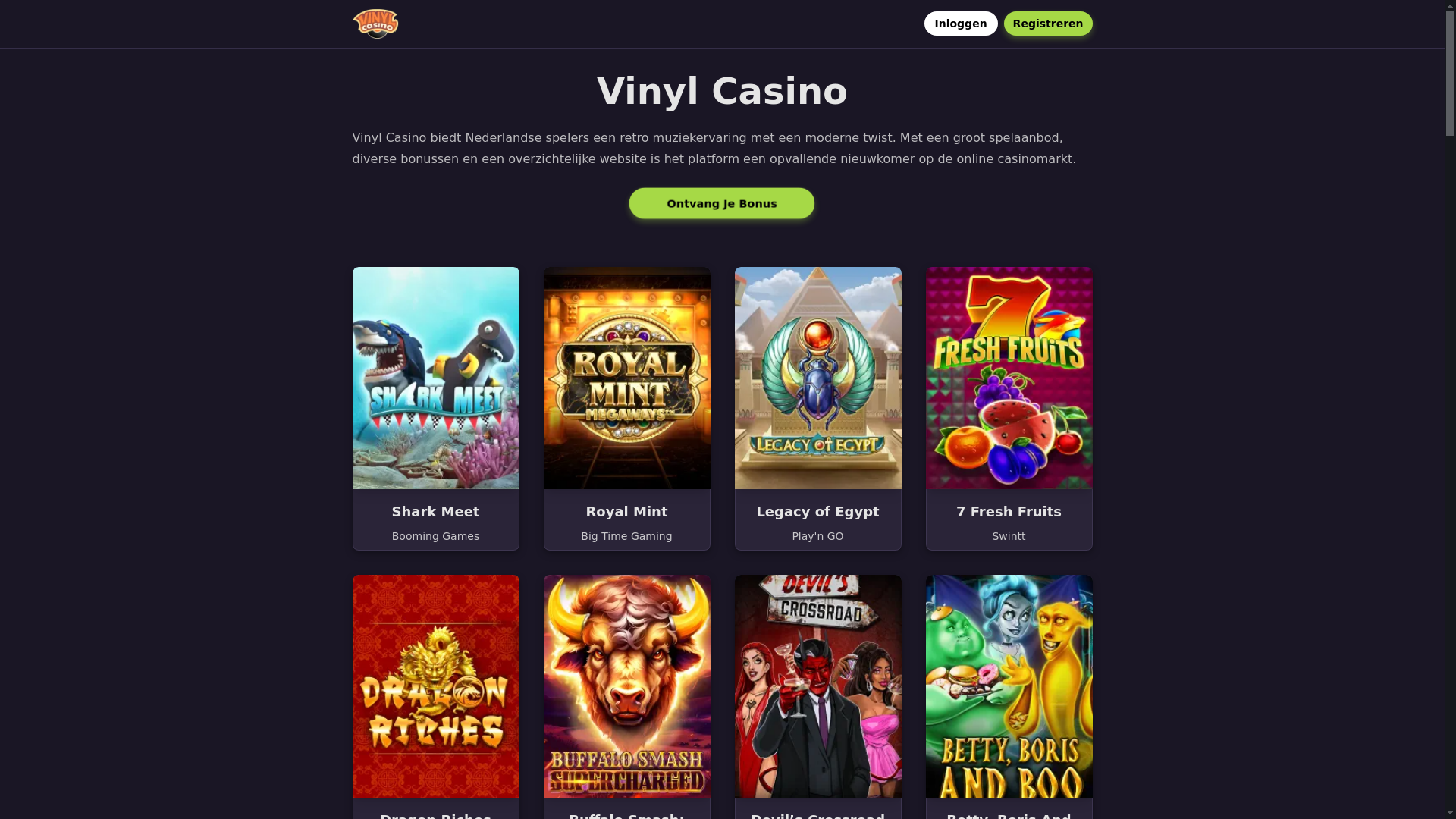 website screenshot of https://vinylcasino-nl.pages.dev/