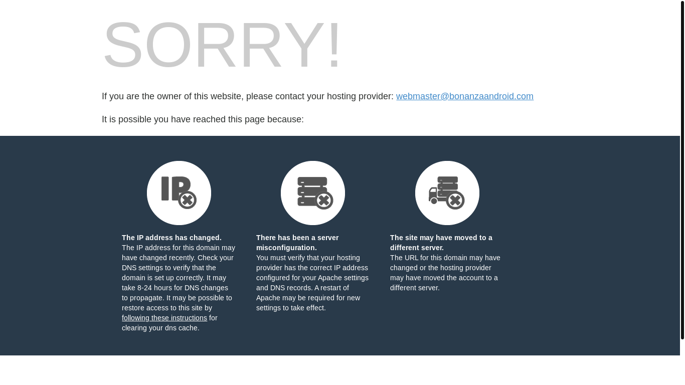 website screenshot of https://bonanzaandroid.com/