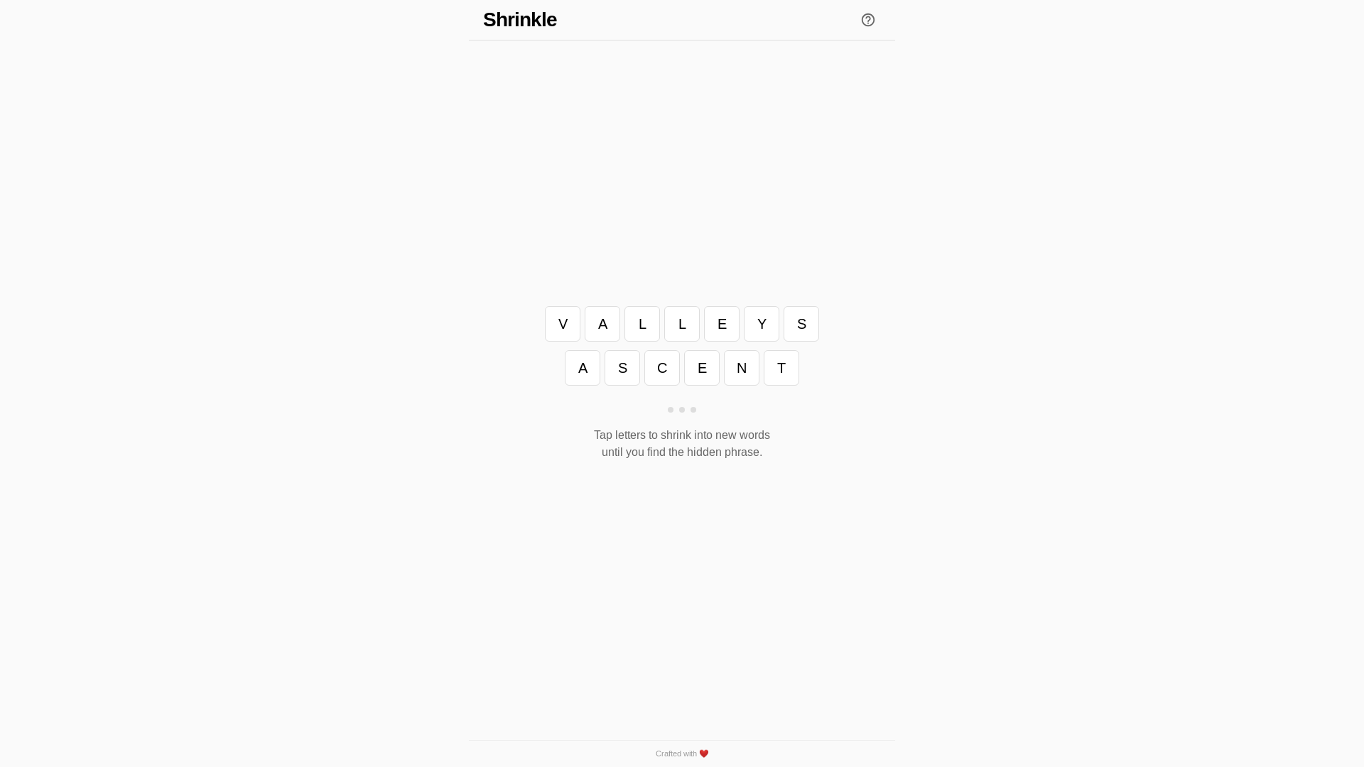 website screenshot of https://shrinkle.org/