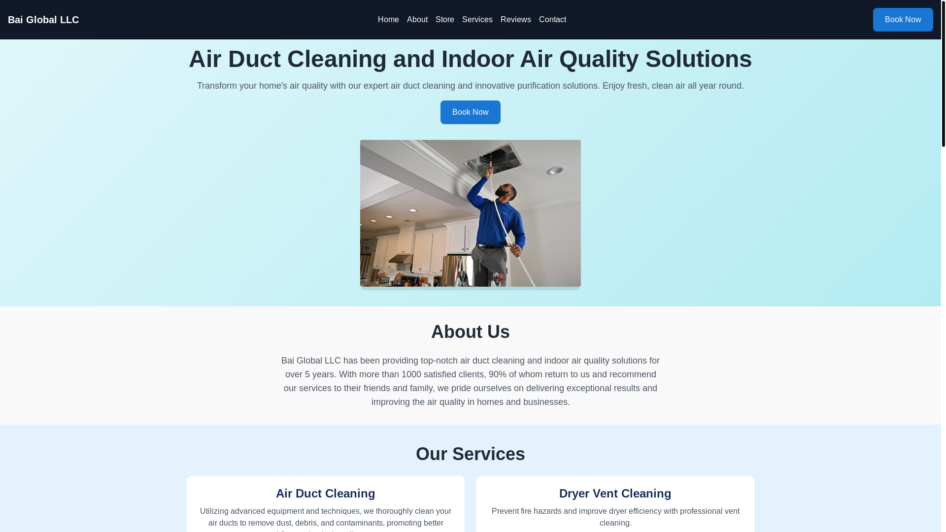 website screenshot of https://baiglobalclean.com/