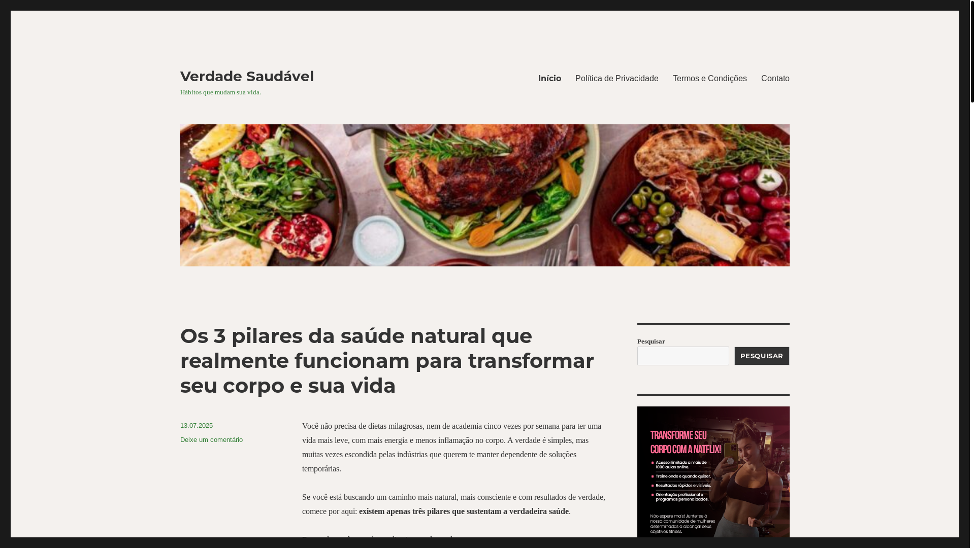 website screenshot of https://verdadesaudavel.com.br/
