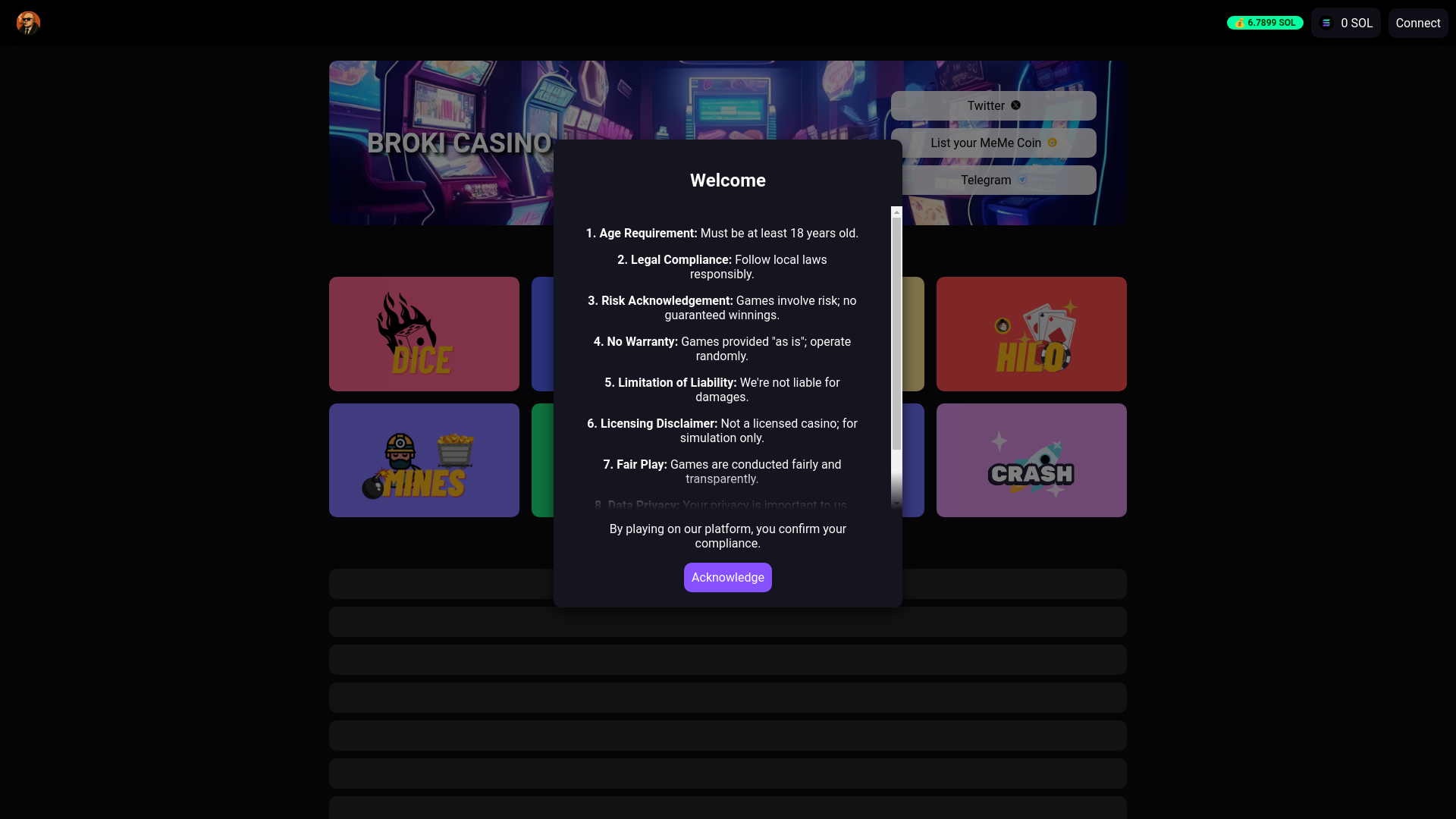 website screenshot of https://brokicasino.fun/