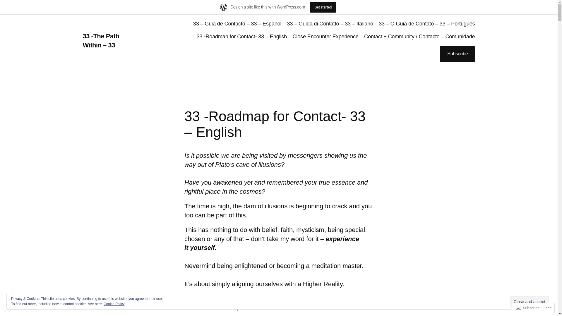 website screenshot of https://cosmico33blog.wordpress.com/33-roadmap-for-contact-33/