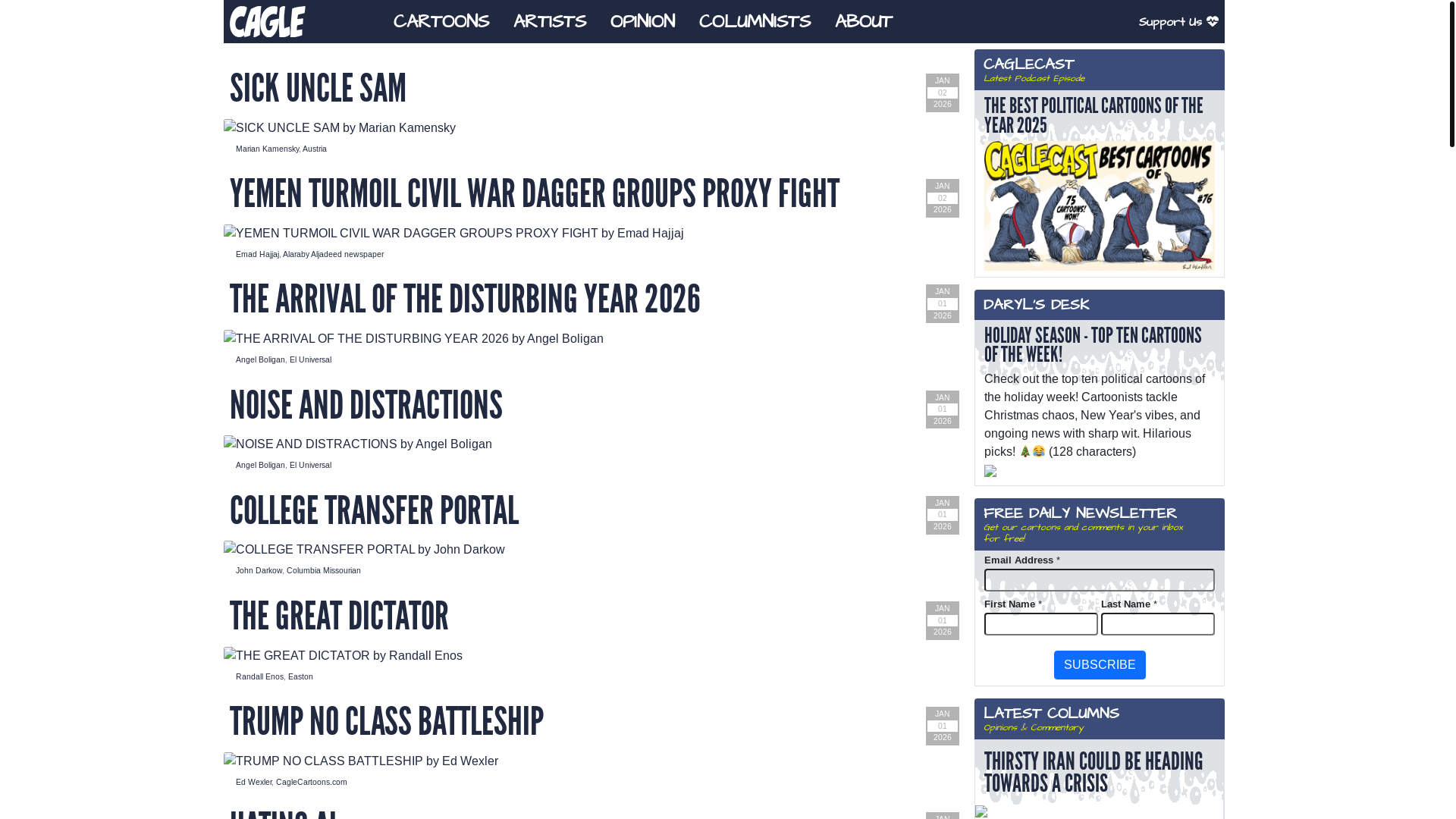 website screenshot of https://cagle.com/